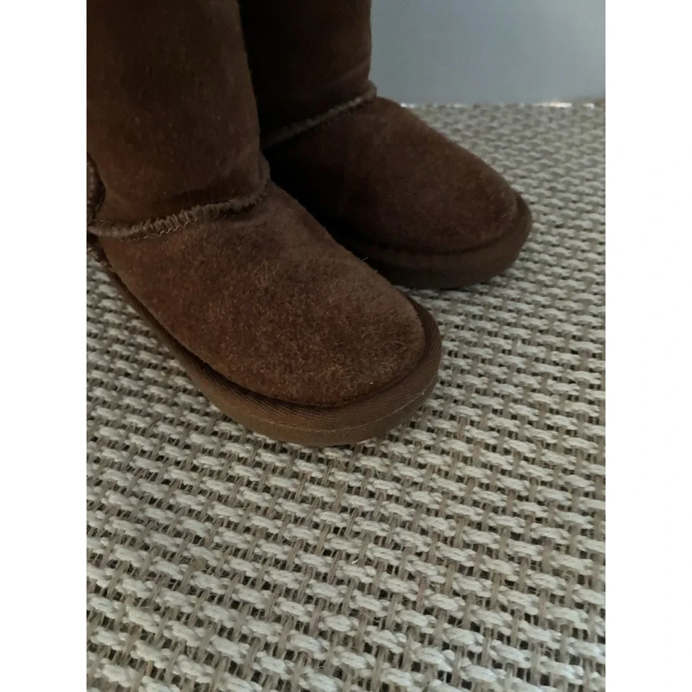 Lamo Toddler Size 7C Faux Fur Lined Ankle Boots Chestnut Brown Suede